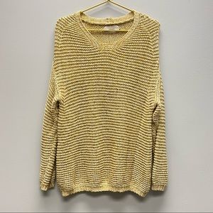 Humanoid Fisherman Sweater‎ Size Small Mustard Yellow Marled White Loose Knit